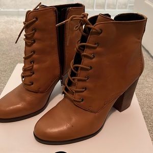 Tan leather booties